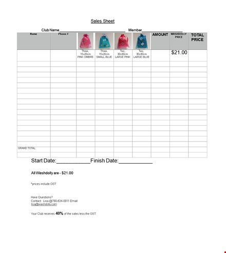 fundraiser sales template