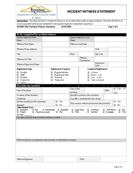 witness statement form in word template