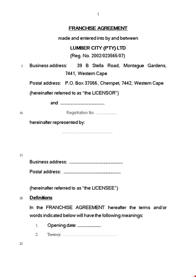 franchise agreement: understanding the agreement and key terms for licensees and licensors template