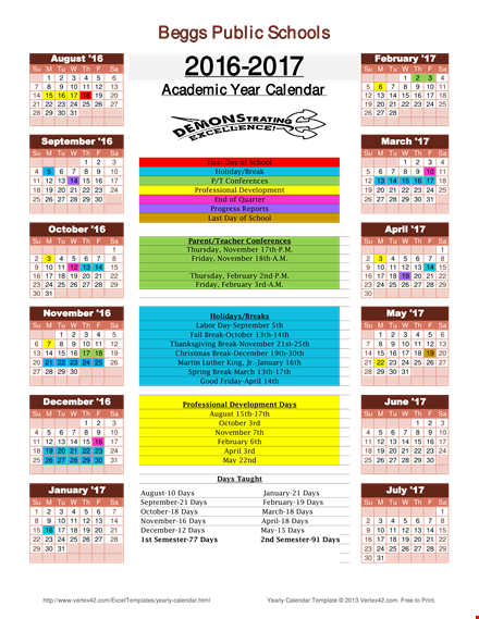 yearly school template