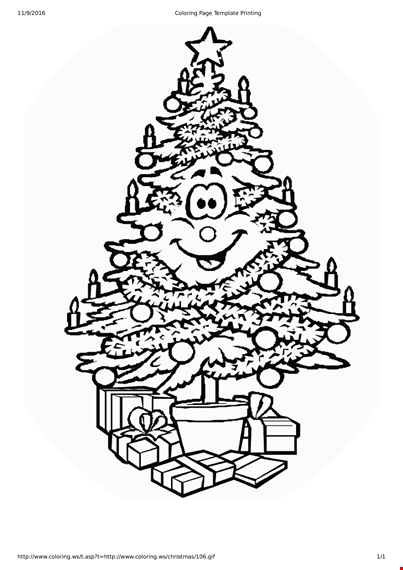 printable christmas tree coloring page template