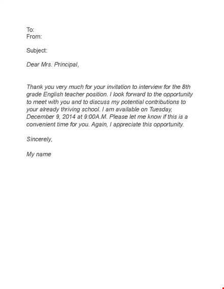 interview acceptance sample letter template