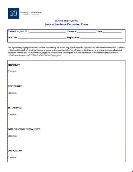 performance review examples for employee, performance evaluation, student comments template