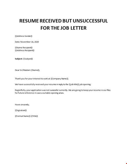 job applicant rejection letter sample template