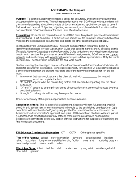 effective soap note template for documentation and fieldwork | students template