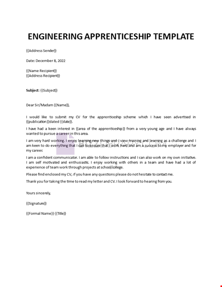 engineering apprenticeship template template