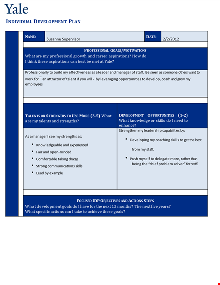 individual personal development plan template