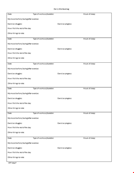 perfect workout planner template template