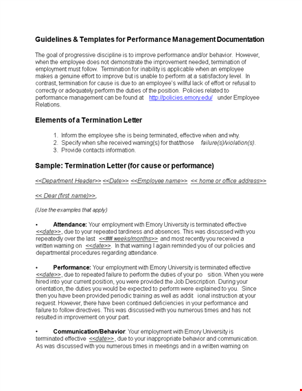 elements of a generic termination letter template