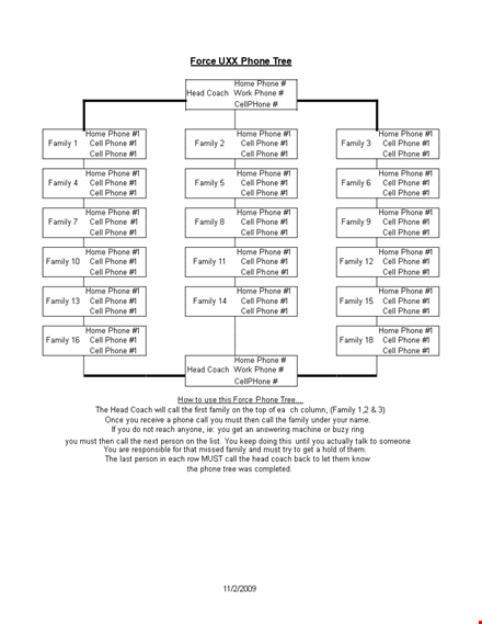 organize your family contact list with phone tree template template
