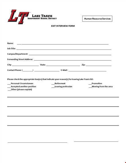 hr exit interview form template