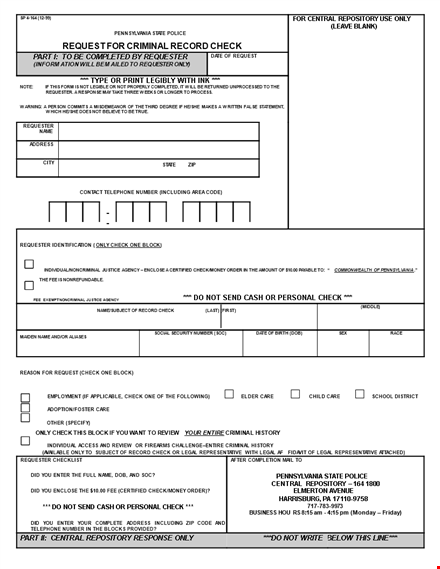 request criminal record check form - fast and easy security check template