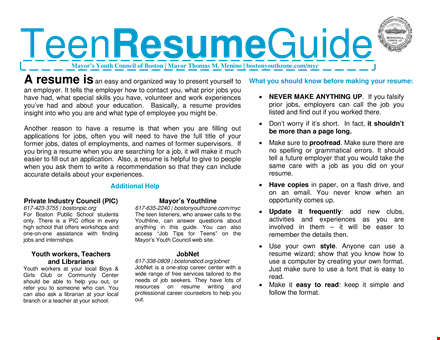 teenage skills resume template