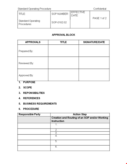 work instructions & routing | sop templates template