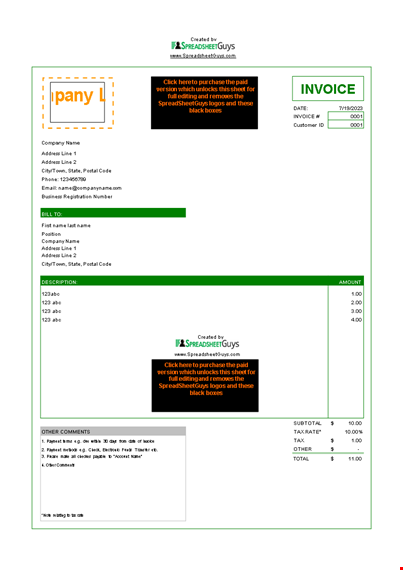 excel invoice spreadsheet template template