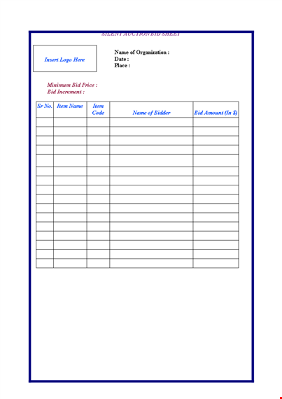 easily bid at our auctions. silent auction bid sheet template