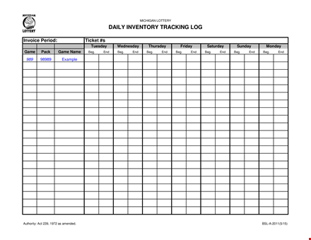 log inventory - keep track of your supplies | michigan lottery template
