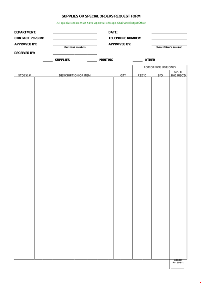 easy order form template - streamline budget & special orders for supplies template