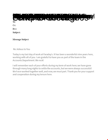 farewell email template - say goodbye to your company and colleagues template