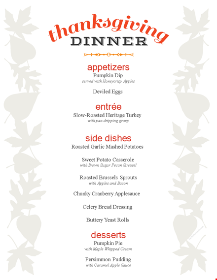 thanksgiving menu template ideas for your festive feast template