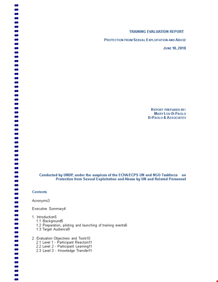 training evaluation report template