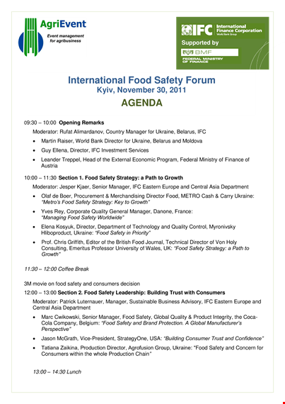 food safety director: leading the safety agenda in ukraine template