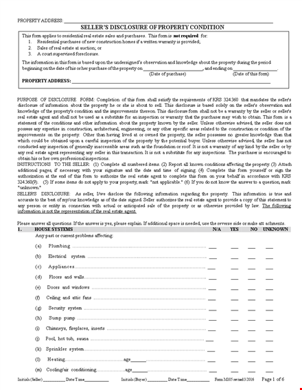 real estate disclosure form template