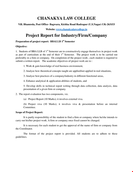 project report template for students | company project report template