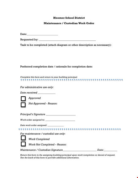order form template - streamline maintenance with completed forms template