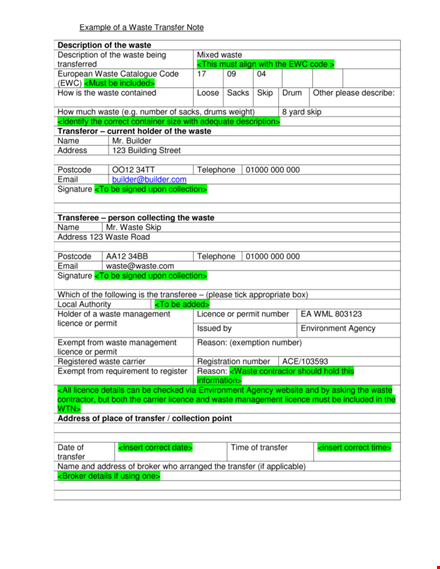 transfer note template | easy-to-use example for employee transfers template