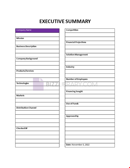 examples of executive summaries template