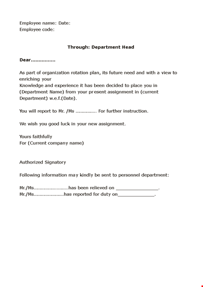 internal transfer letter format template