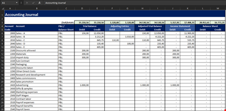 accounting journal excel template template