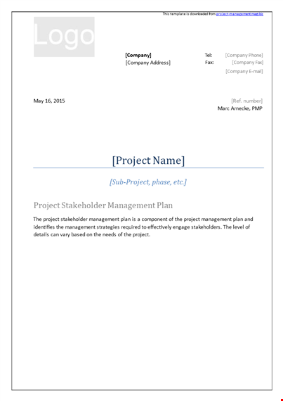 project stakeholder management plan template