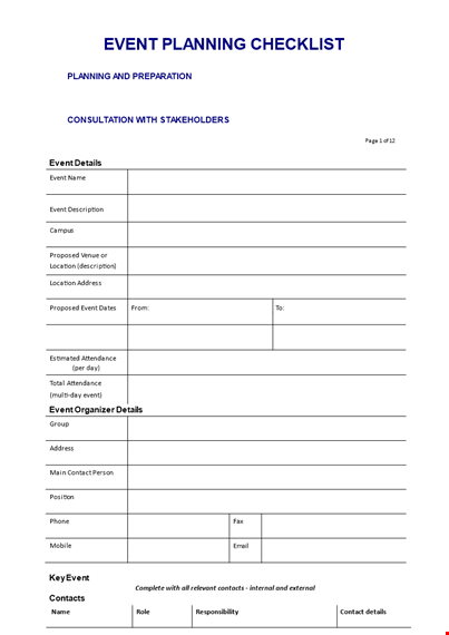 event planning template | simplify your process | contact, required, additional checked template