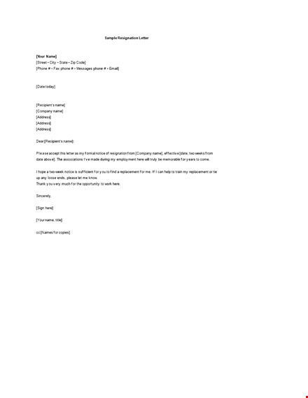 employee email resignation letter free word format download template