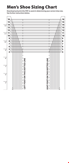 printable mens shoe size chart template