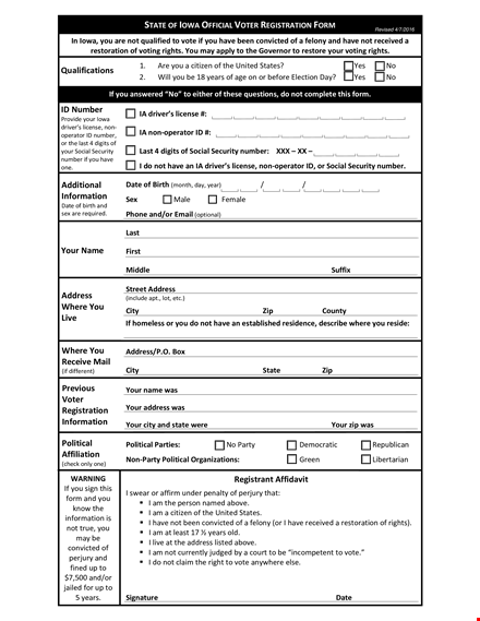 printable voter registration form - fill out now to register - your number and address needed template