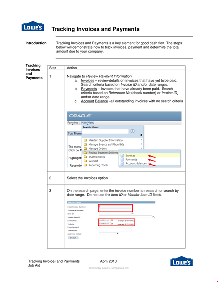 invoice payment tracking template template