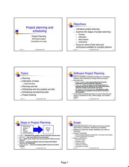 project planning and scheduling template