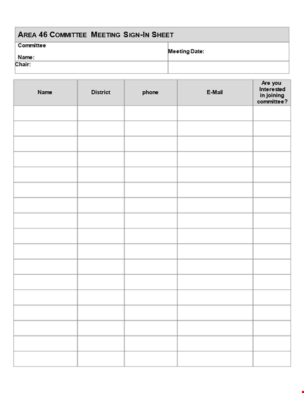 committee meeting sign in sheet template template