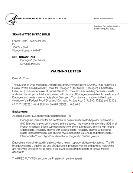 small business warning letter template template