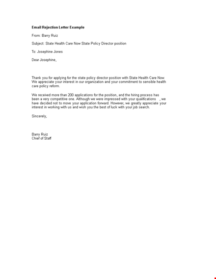 email rejection letter example template