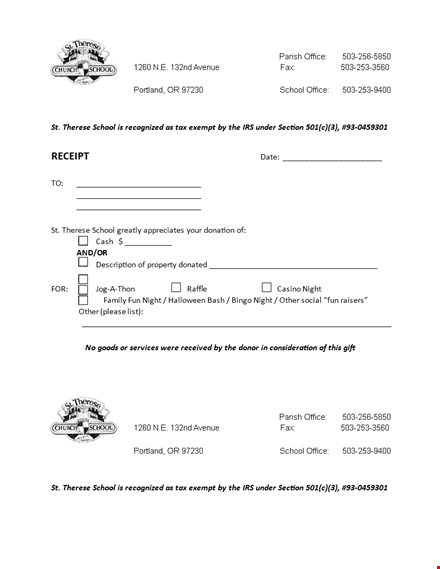 free school receipt template