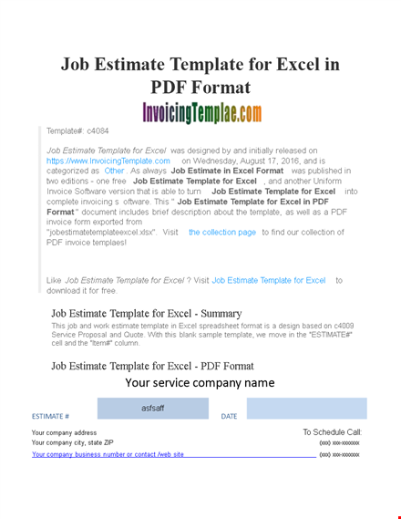 professional estimate template in excel format template