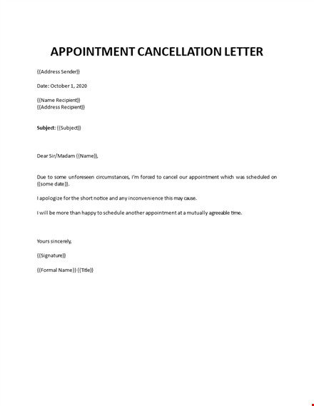appointment cancelled letter template
