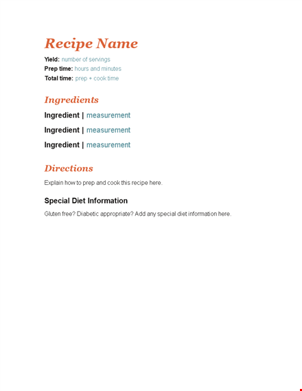 create professional recipes with our cookbook template - ingredient & measurement template