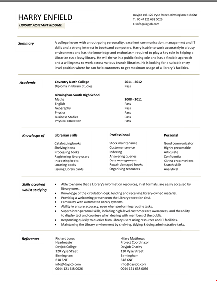 discover essential library skills with a librarian assistant | dayjob tips template