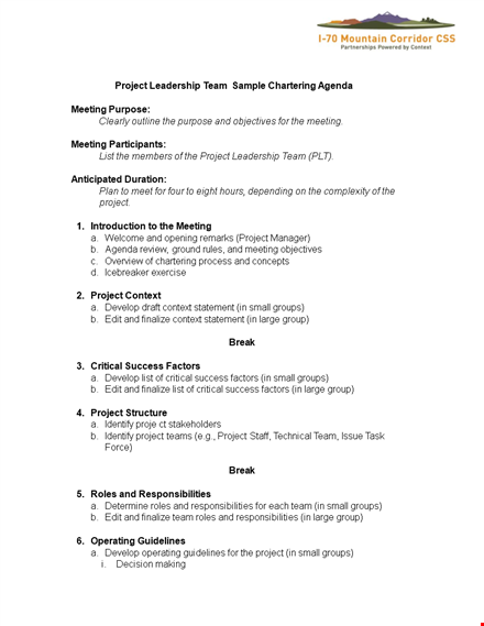project agenda sample template