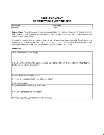 effective exit interview template for company - ensure a smooth transition for the employee template